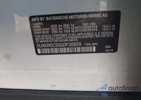 2016 BMW X5 xDrive35I z USA, uszkodzony, nr VIN 5UXKR0C50G0P30859